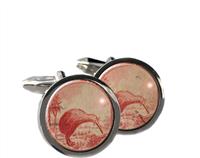 Kiwi New Zealand Postage Stamp Cufflinks Round